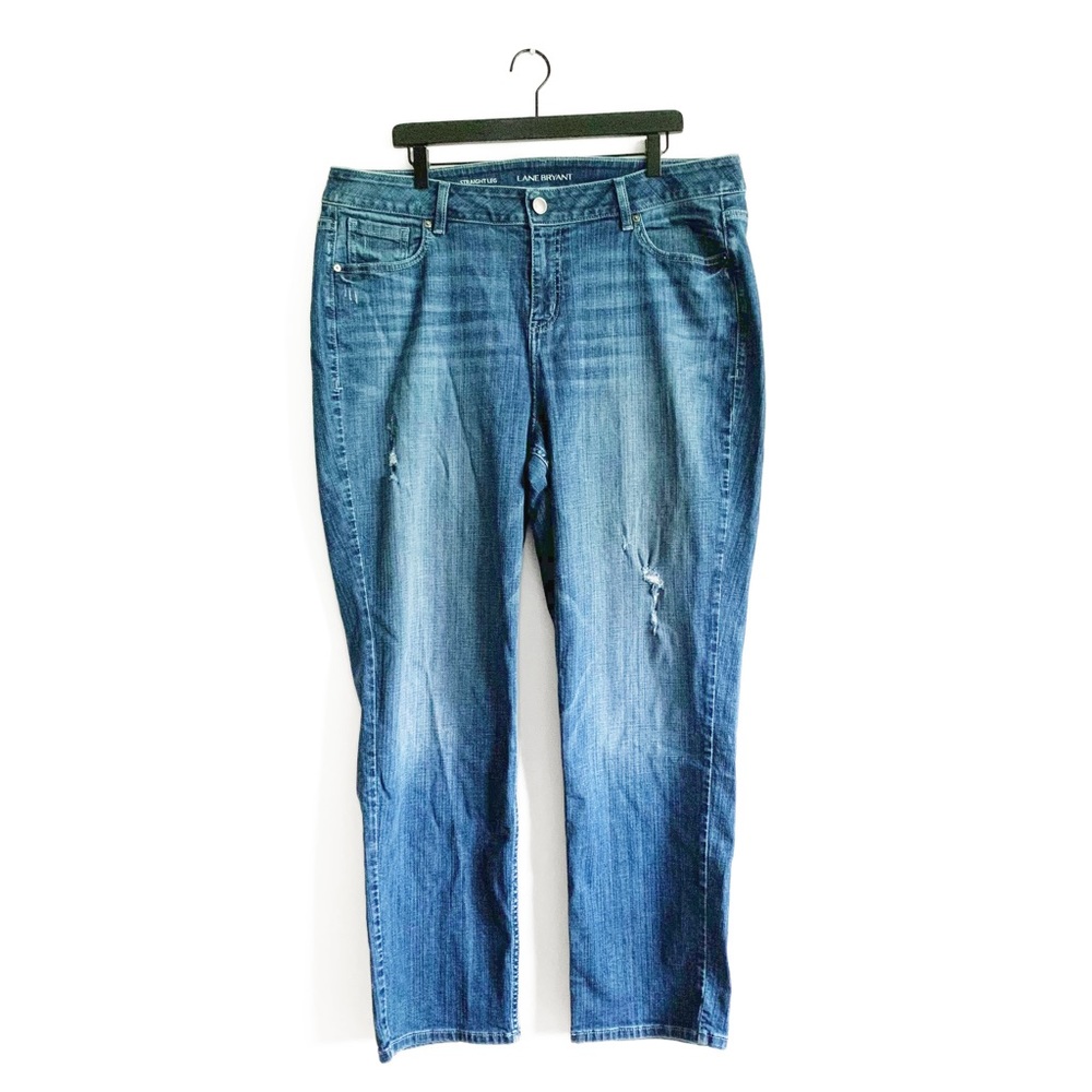 Lane Bryant Straight Leg High Rise Distressed Stretch Jeans 20R Plus Size